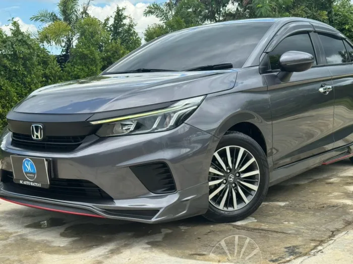 Front view of Honda City 1.0 Turbo SV year 2020 grey color used car in Hatyai รูปที่ 10