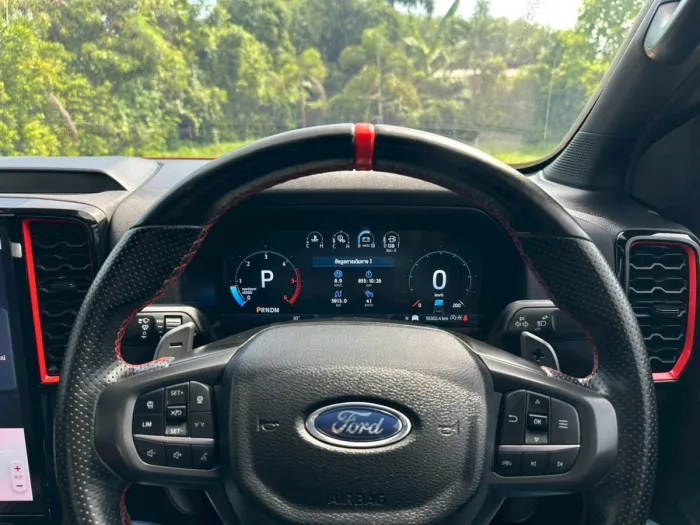 Front view of Ford Ranger Raptor 2.0 Bi-Turbo year 2023 red color used car in Hatyai รูปที่ 24