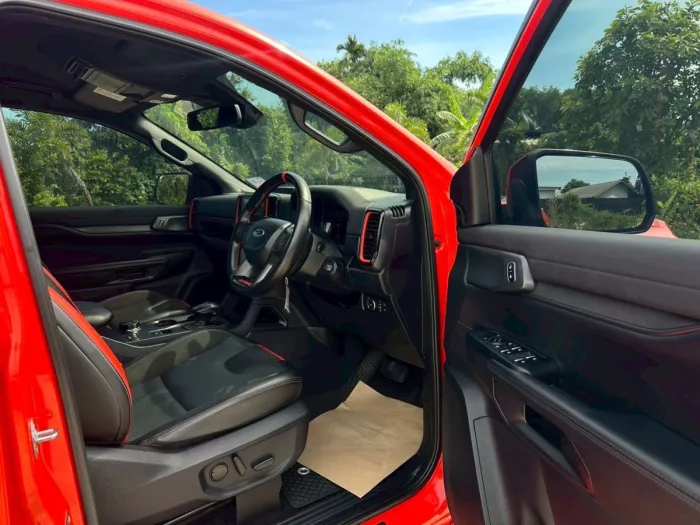 Front view of Ford Ranger Raptor 2.0 Bi-Turbo year 2023 red color used car in Hatyai รูปที่ 26
