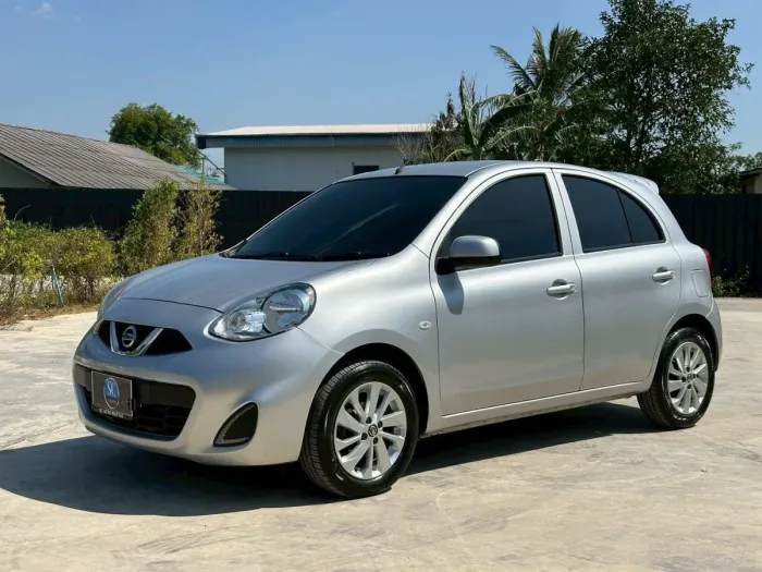 Front view of Nissan March 1.2 EL year 2022 silver color used car in Hatyai