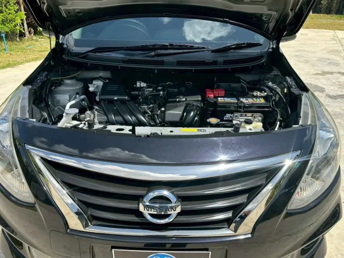 Front view of Nissan Almera 1.2 E Sportech year 2020 black color used car in Hatyai รูปที่ 10