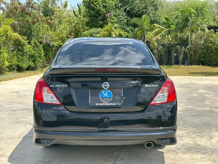 Front view of Nissan Almera 1.2 E Sportech year 2020 black color used car in Hatyai รูปที่ 12