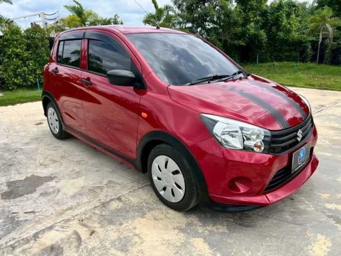 Front view of Suzuki Celerio 1.0 GL CVT year 2021 red color used car in Hatyai รูปที่ 2